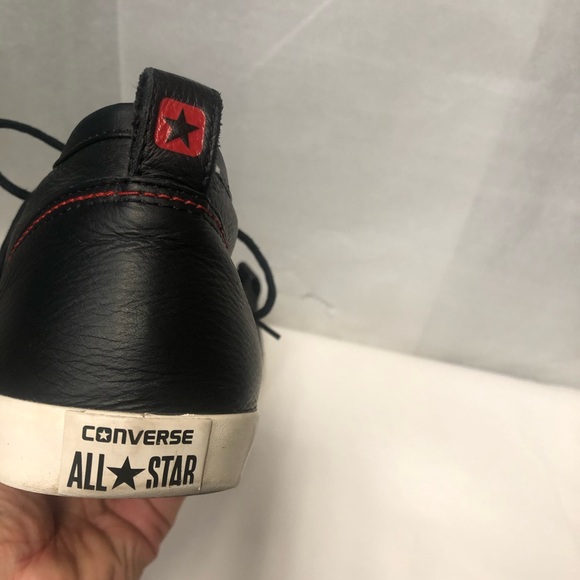 CONVERSE Black Street Textured Leather Low Top Sneaker like new Sz 13 pebbled - Picture 7 of 9